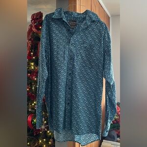 Ariat Men's Teal, White and Black Patterned Button Down Shirt